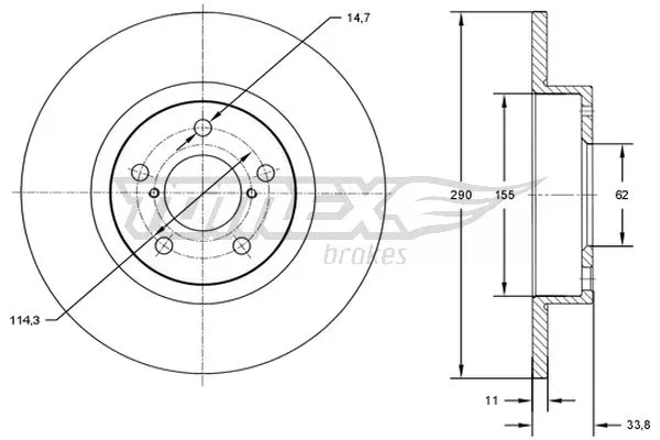 Stabdžių diskas TOMEX Brakes TX 72-86