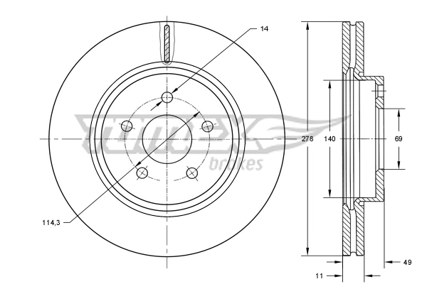 Stabdžių diskas TOMEX Brakes TX 73-18