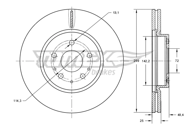 Stabdžių diskas TOMEX Brakes TX 73-22