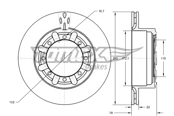 Stabdžių diskas TOMEX Brakes TX 73-49