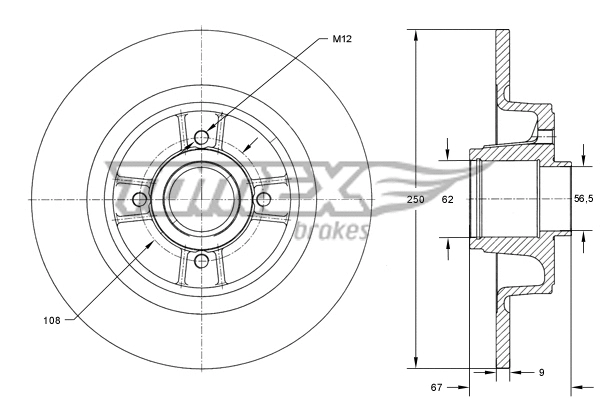 Stabdžių diskas TOMEX Brakes TX 73-571