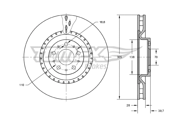 Stabdžių diskas TOMEX Brakes TX 73-74