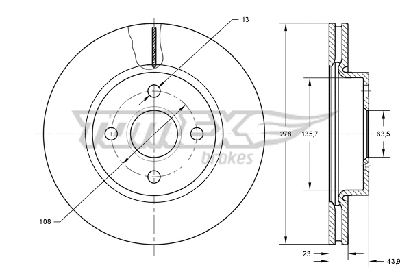 Stabdžių diskas TOMEX Brakes TX 73-92
