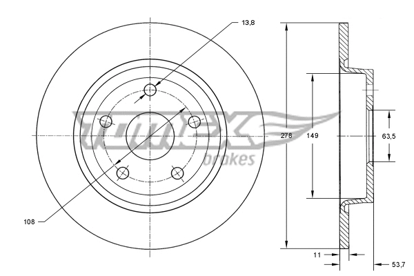Stabdžių diskas TOMEX Brakes TX 73-94
