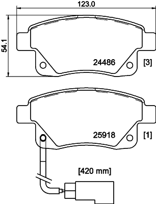 Diskinių stabdžių trinkelių rinkinys HELLA PAGID 8DB 355 012-781