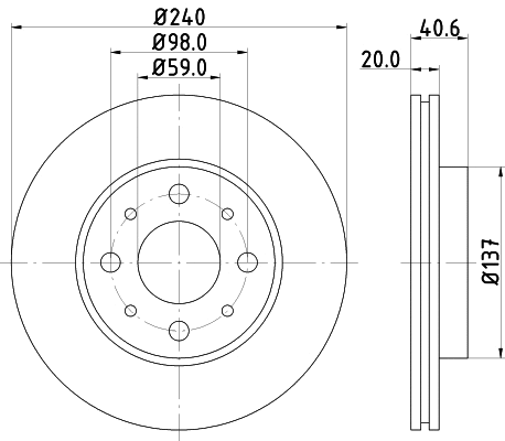 Stabdžių diskas HELLA PAGID 8DD 355 109-121