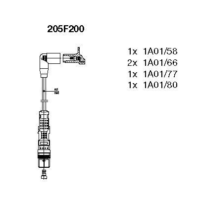 Uždegimo laidų komplektas BREMI 205F200