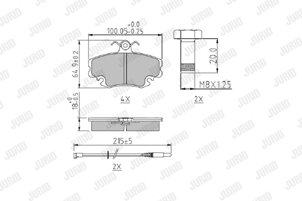 Diskinių stabdžių trinkelių rinkinys JURID 571526J