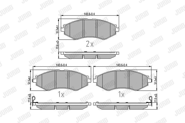 Diskinių stabdžių trinkelių rinkinys JURID 572407J