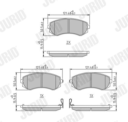 Diskinių stabdžių trinkelių rinkinys JURID 572541J