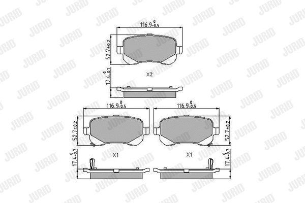 Diskinių stabdžių trinkelių rinkinys JURID 573299J