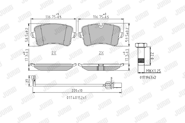 Diskinių stabdžių trinkelių rinkinys JURID 573428J