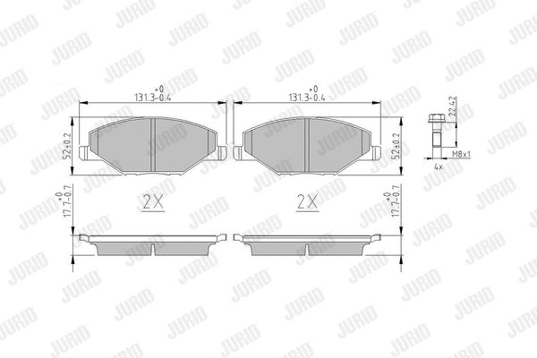 Diskinių stabdžių trinkelių rinkinys JURID 573601J
