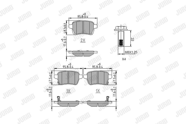 Diskinių stabdžių trinkelių rinkinys JURID 573689J
