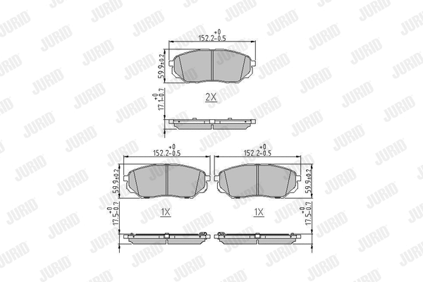Diskinių stabdžių trinkelių rinkinys JURID 573782J