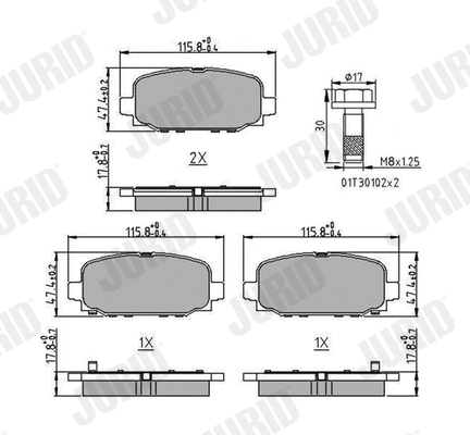 Diskinių stabdžių trinkelių rinkinys JURID 573824J