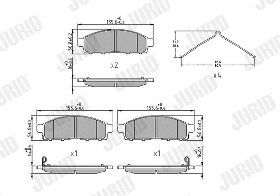 Diskinių stabdžių trinkelių rinkinys JURID 573916J
