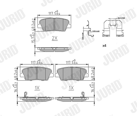 Diskinių stabdžių trinkelių rinkinys JURID 573974J