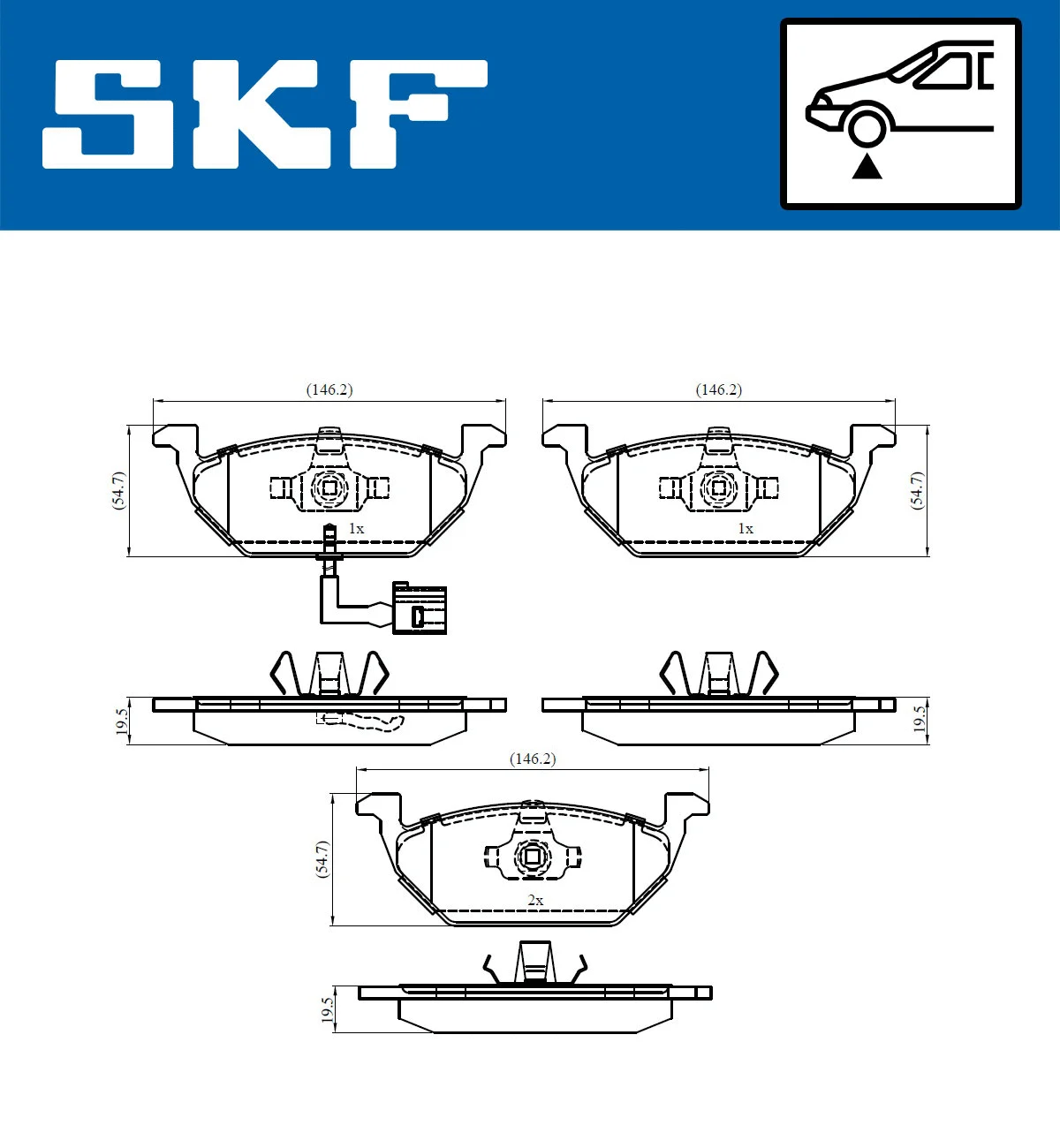 Diskinių stabdžių trinkelių rinkinys SKF VKBP 80004 E