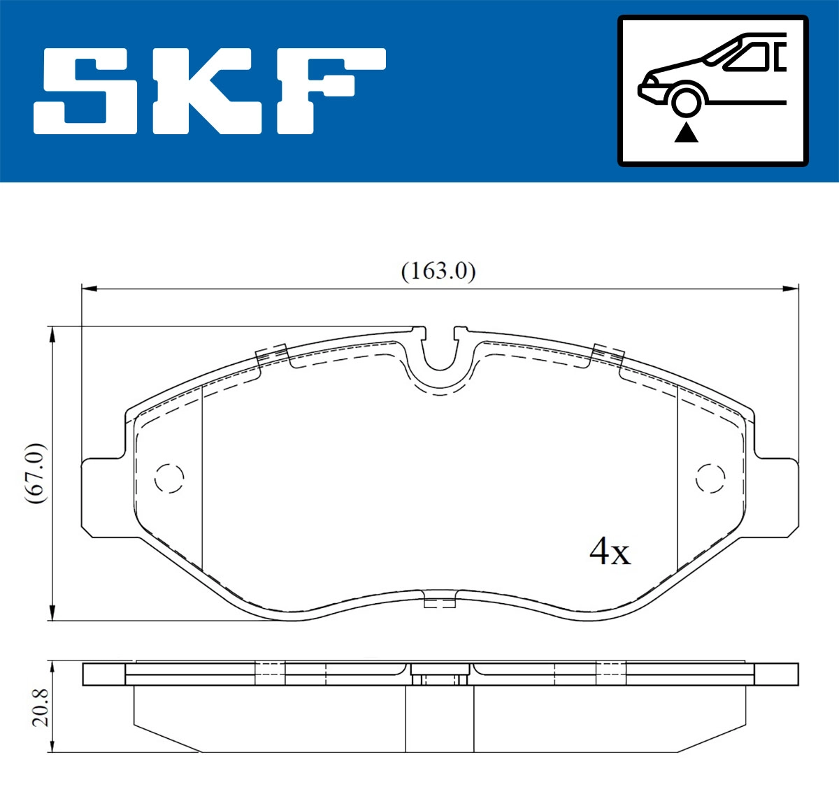 Diskinių stabdžių trinkelių rinkinys SKF VKBP 80006
