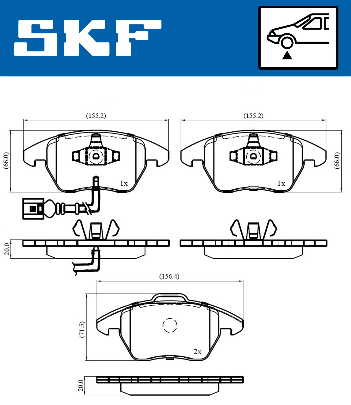 Diskinių stabdžių trinkelių rinkinys SKF VKBP 80007 E