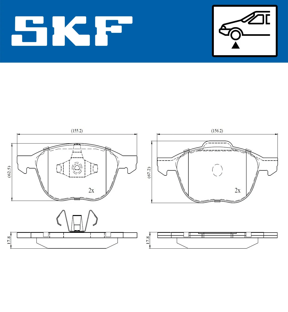 Diskinių stabdžių trinkelių rinkinys SKF VKBP 80016