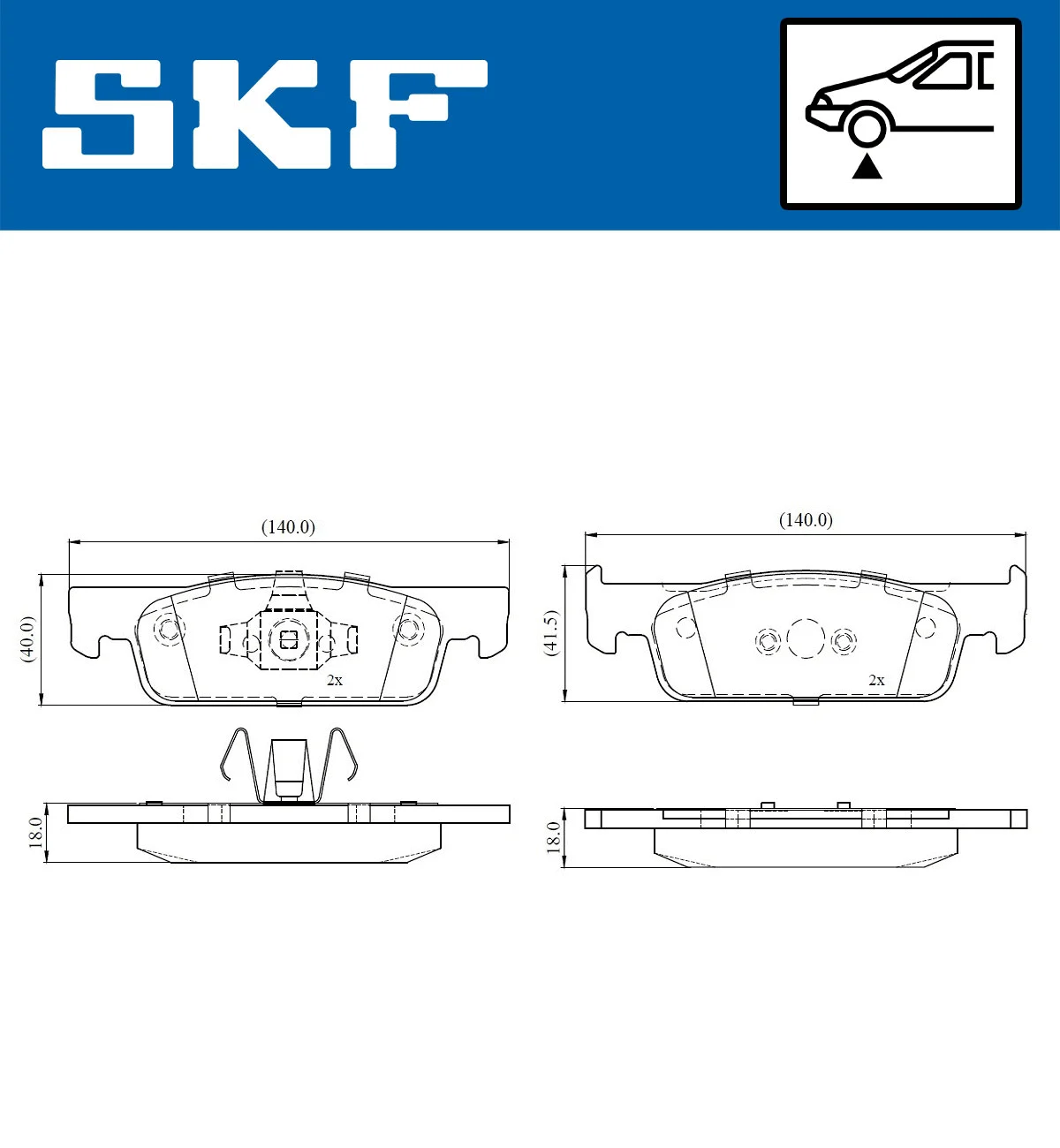 Diskinių stabdžių trinkelių rinkinys SKF VKBP 80019