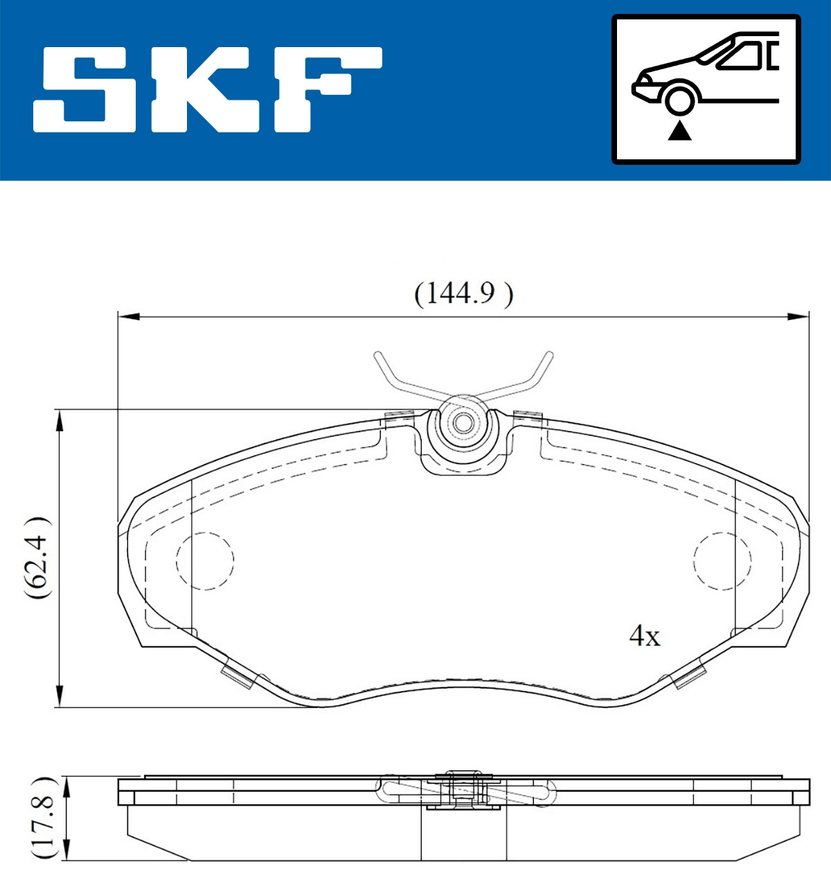Diskinių stabdžių trinkelių rinkinys SKF VKBP 80034