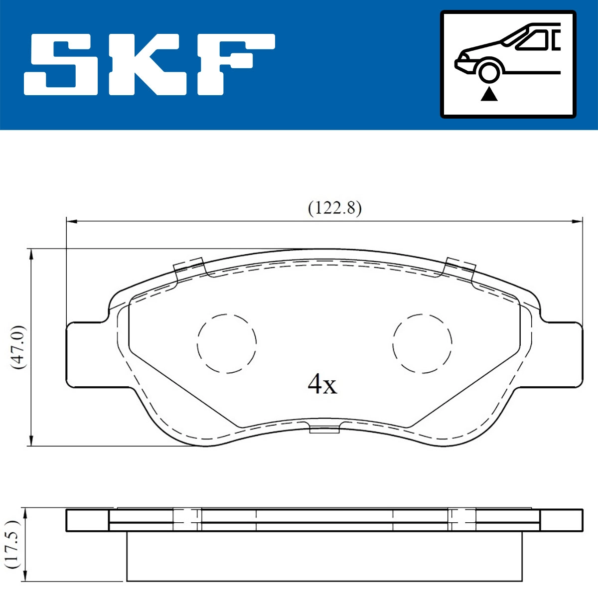 Diskinių stabdžių trinkelių rinkinys SKF VKBP 80037