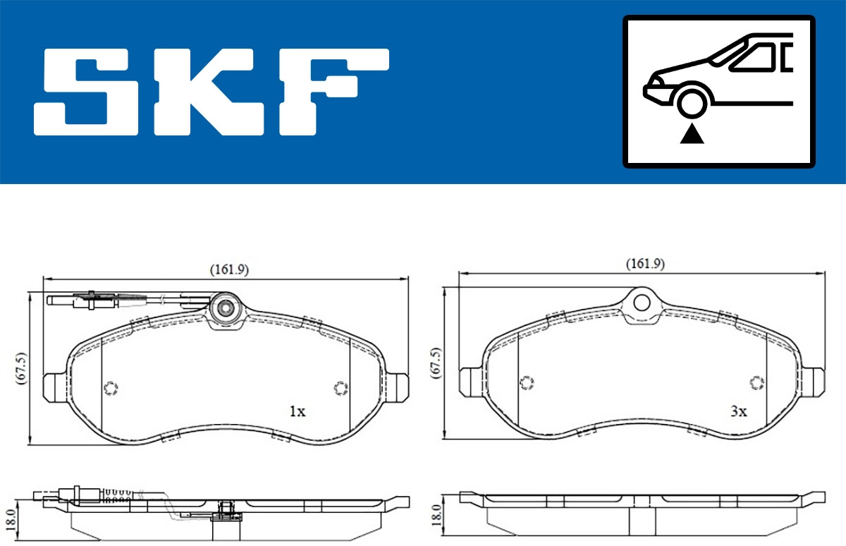 Diskinių stabdžių trinkelių rinkinys SKF VKBP 80048 E