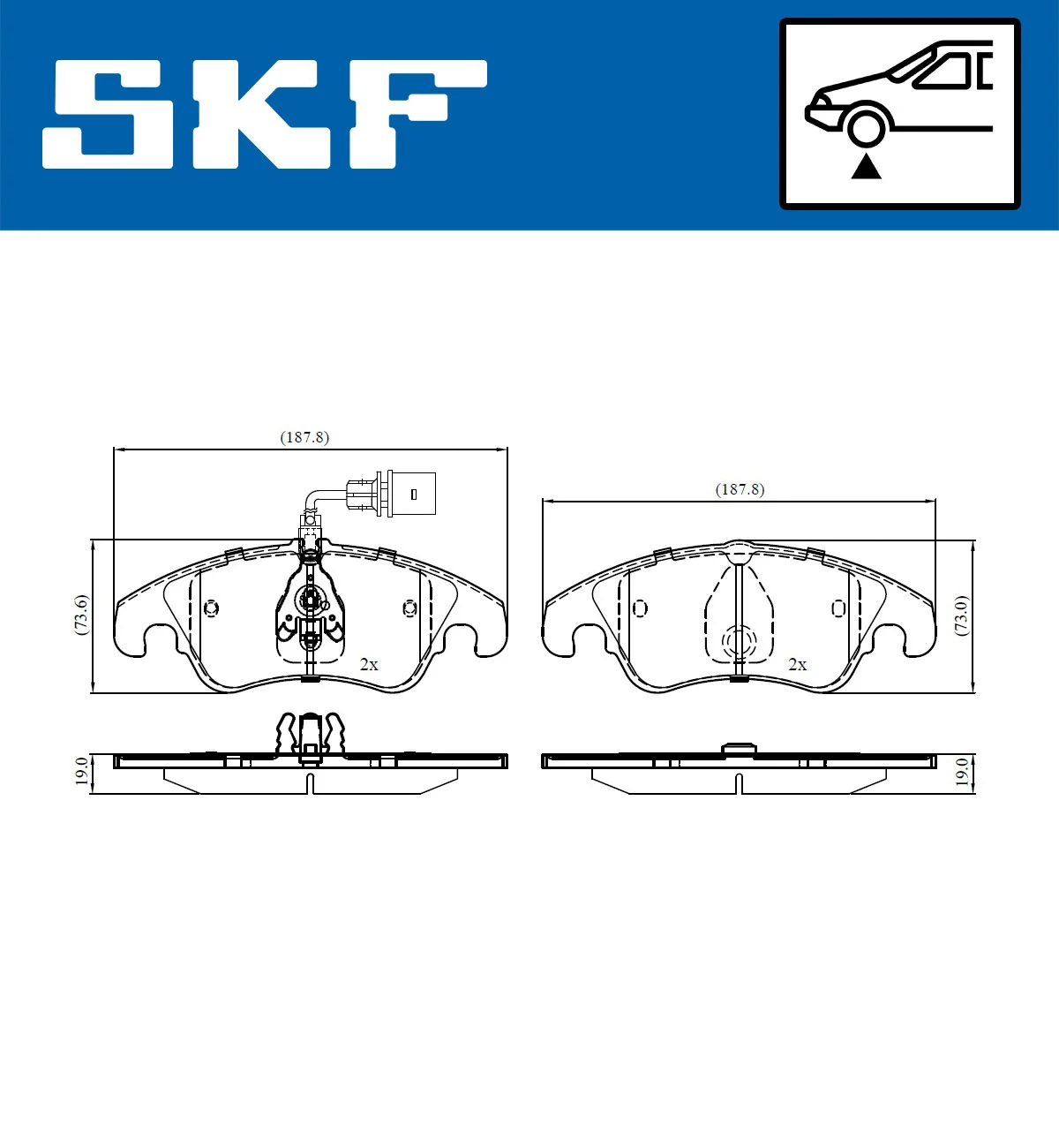 Diskinių stabdžių trinkelių rinkinys SKF VKBP 80053 E