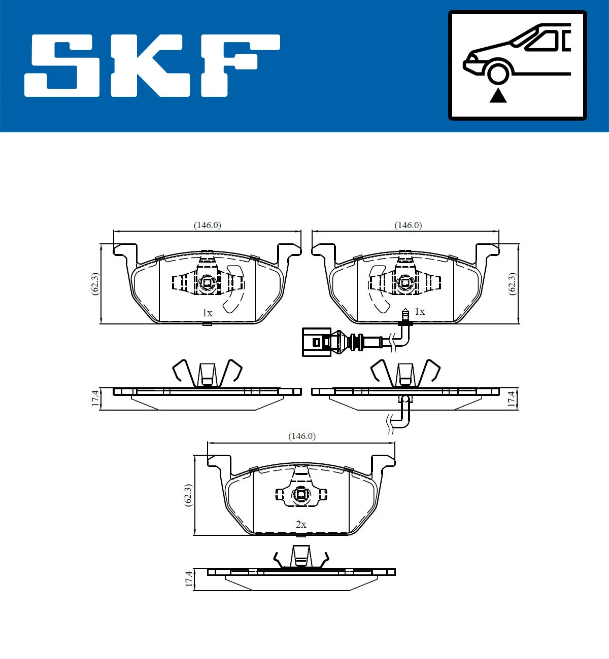 Diskinių stabdžių trinkelių rinkinys SKF VKBP 80055 E