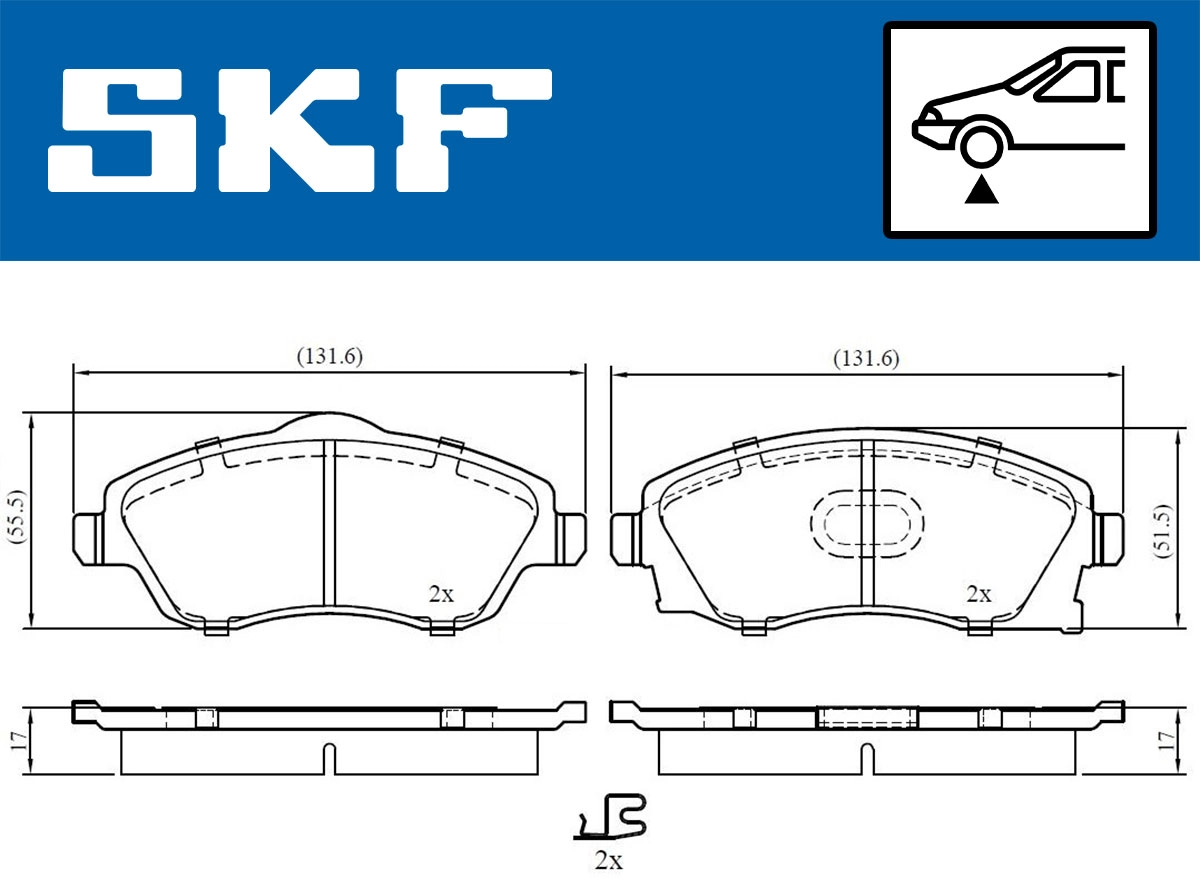 Diskinių stabdžių trinkelių rinkinys SKF VKBP 80062 A