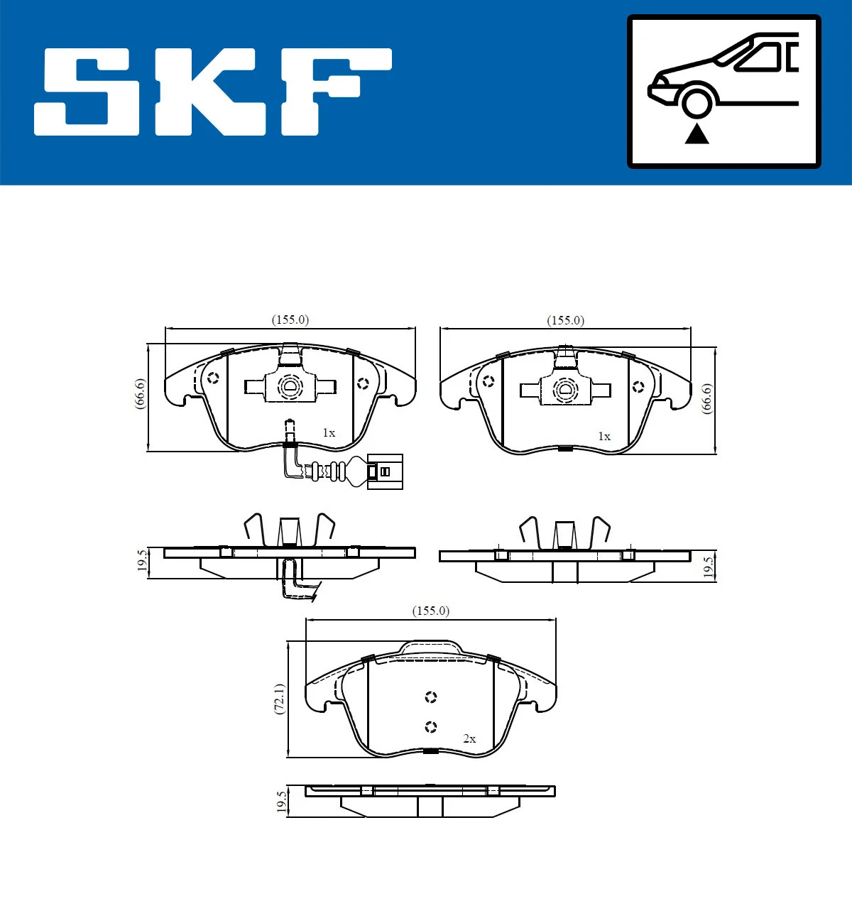 Diskinių stabdžių trinkelių rinkinys SKF VKBP 80073 E