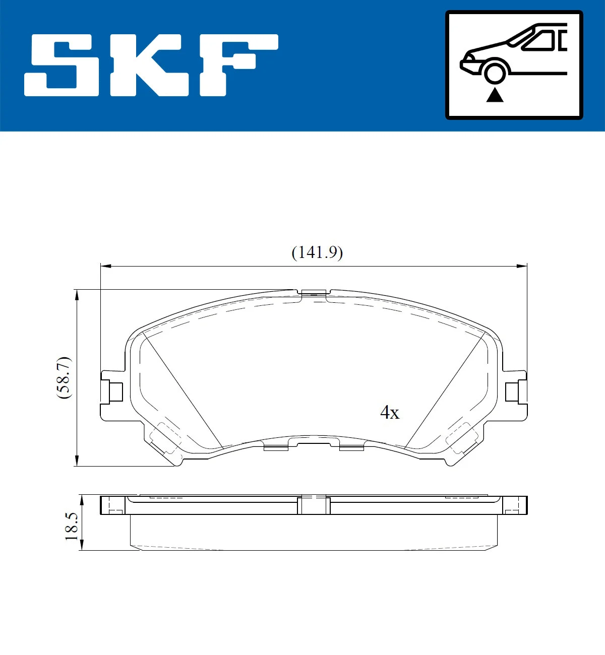 Diskinių stabdžių trinkelių rinkinys SKF VKBP 80076