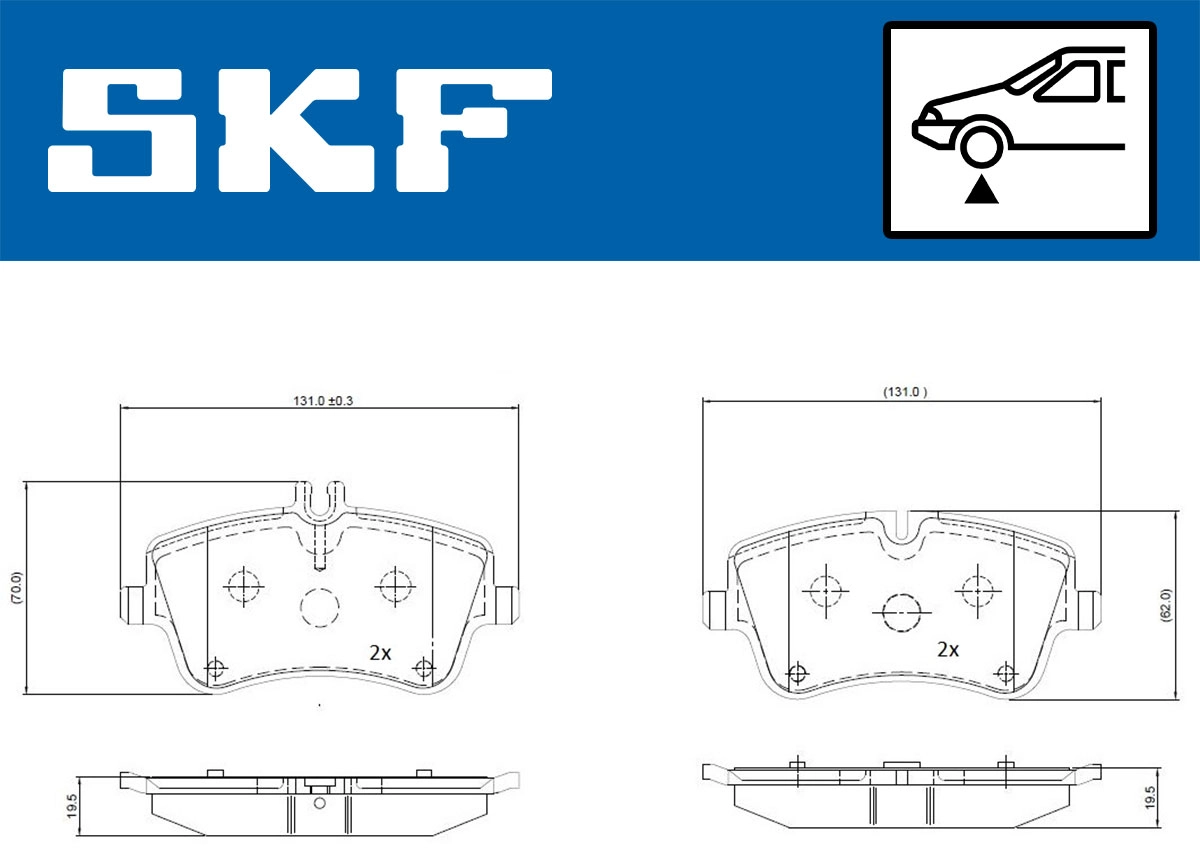 Diskinių stabdžių trinkelių rinkinys SKF VKBP 80081