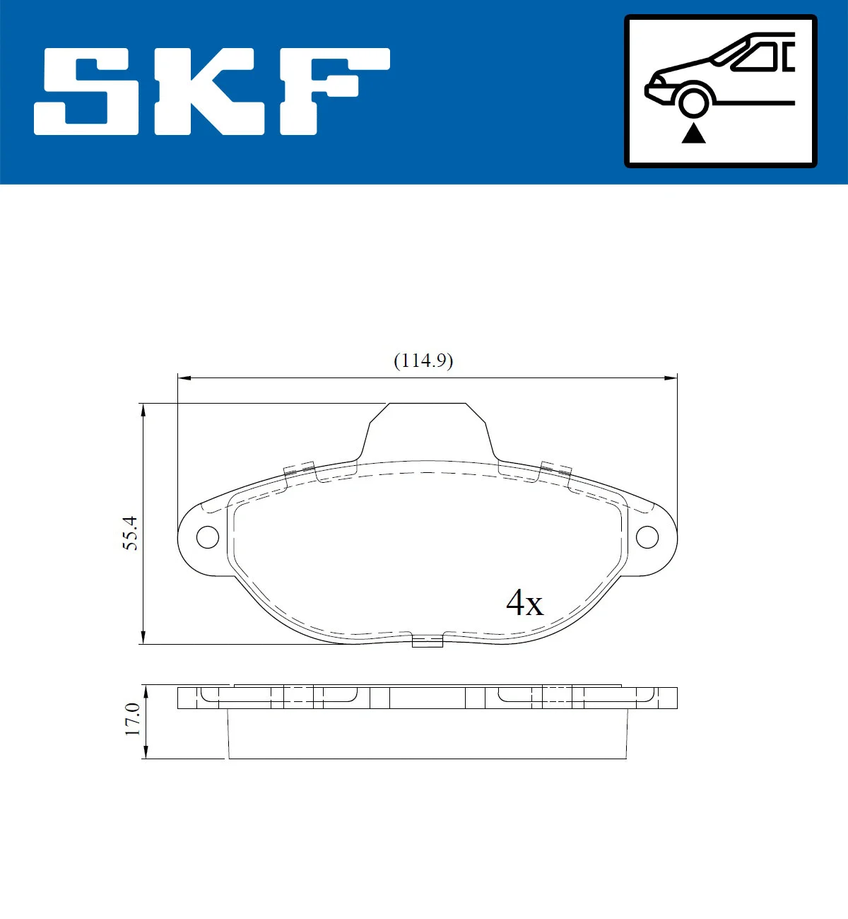 Diskinių stabdžių trinkelių rinkinys SKF VKBP 80087 E