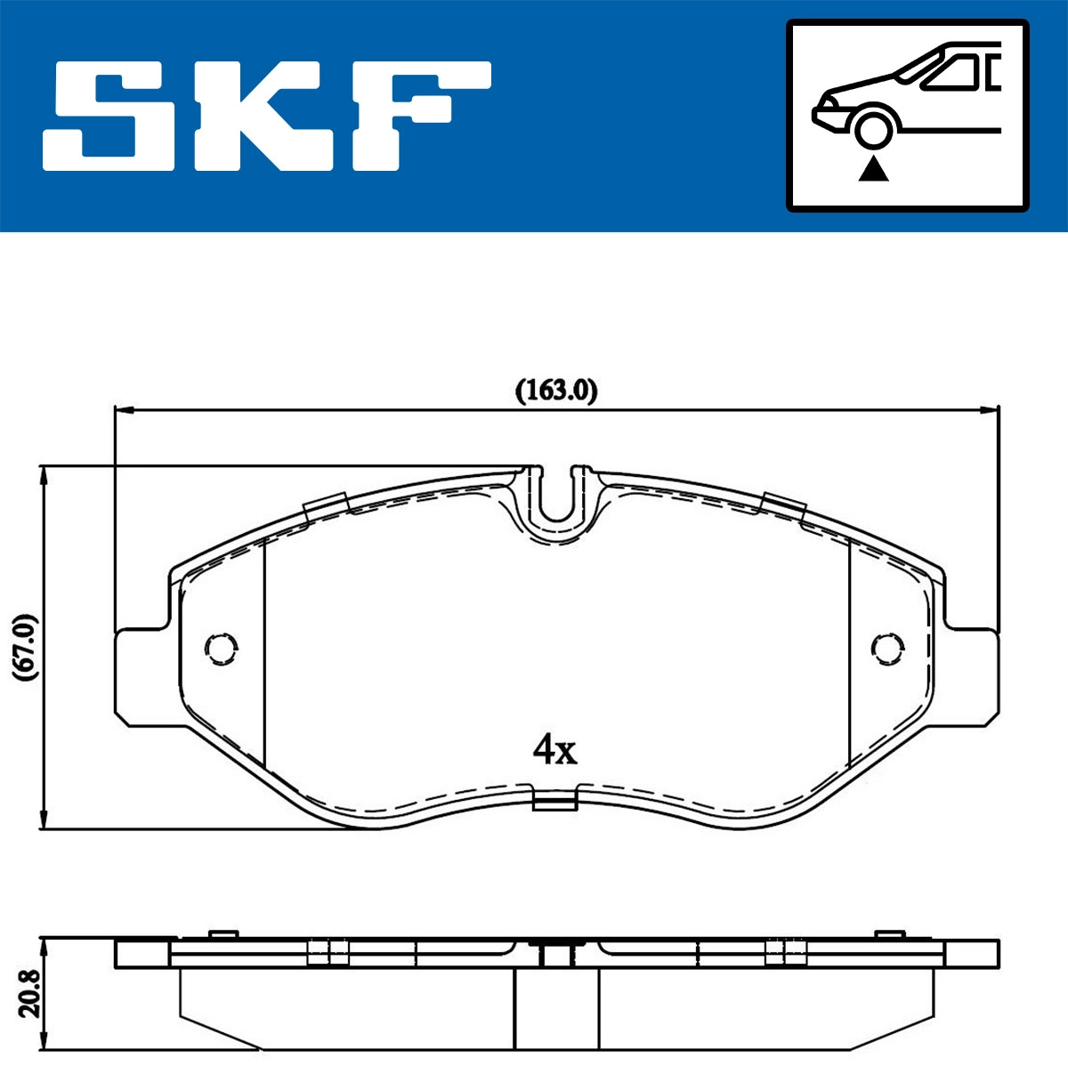 Diskinių stabdžių trinkelių rinkinys SKF VKBP 80089