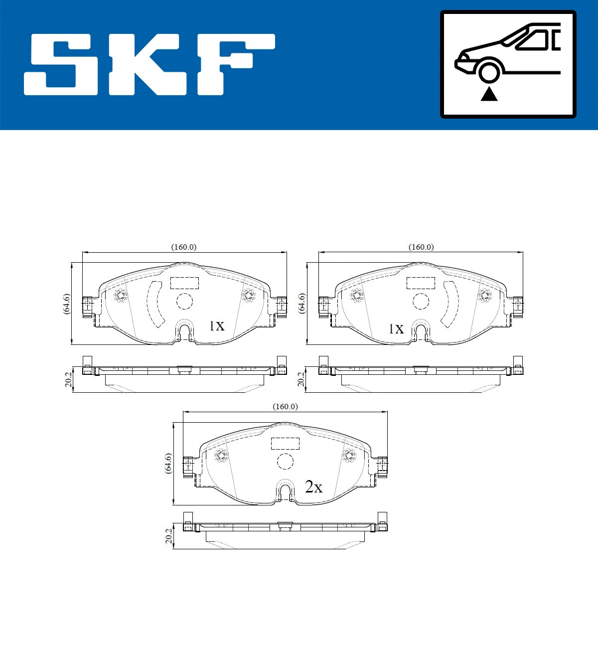 Diskinių stabdžių trinkelių rinkinys SKF VKBP 80104