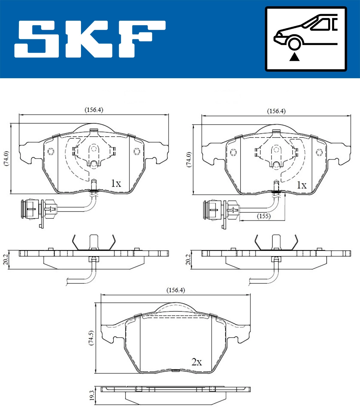 Diskinių stabdžių trinkelių rinkinys SKF VKBP 80113 E
