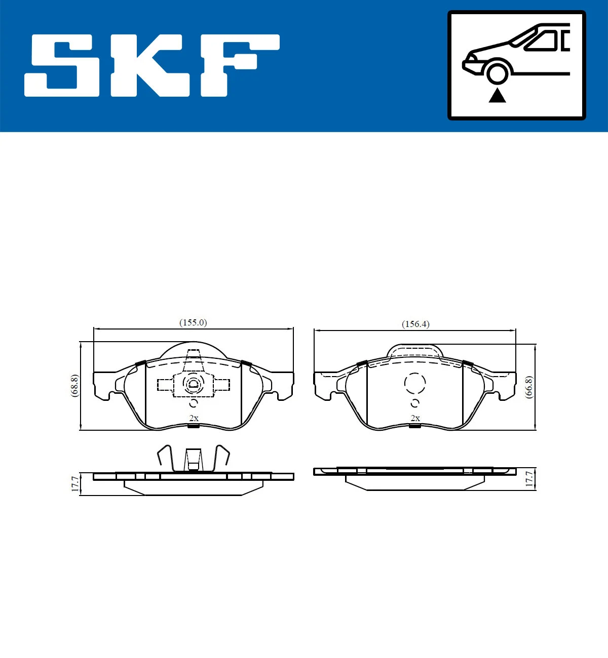 Diskinių stabdžių trinkelių rinkinys SKF VKBP 80127