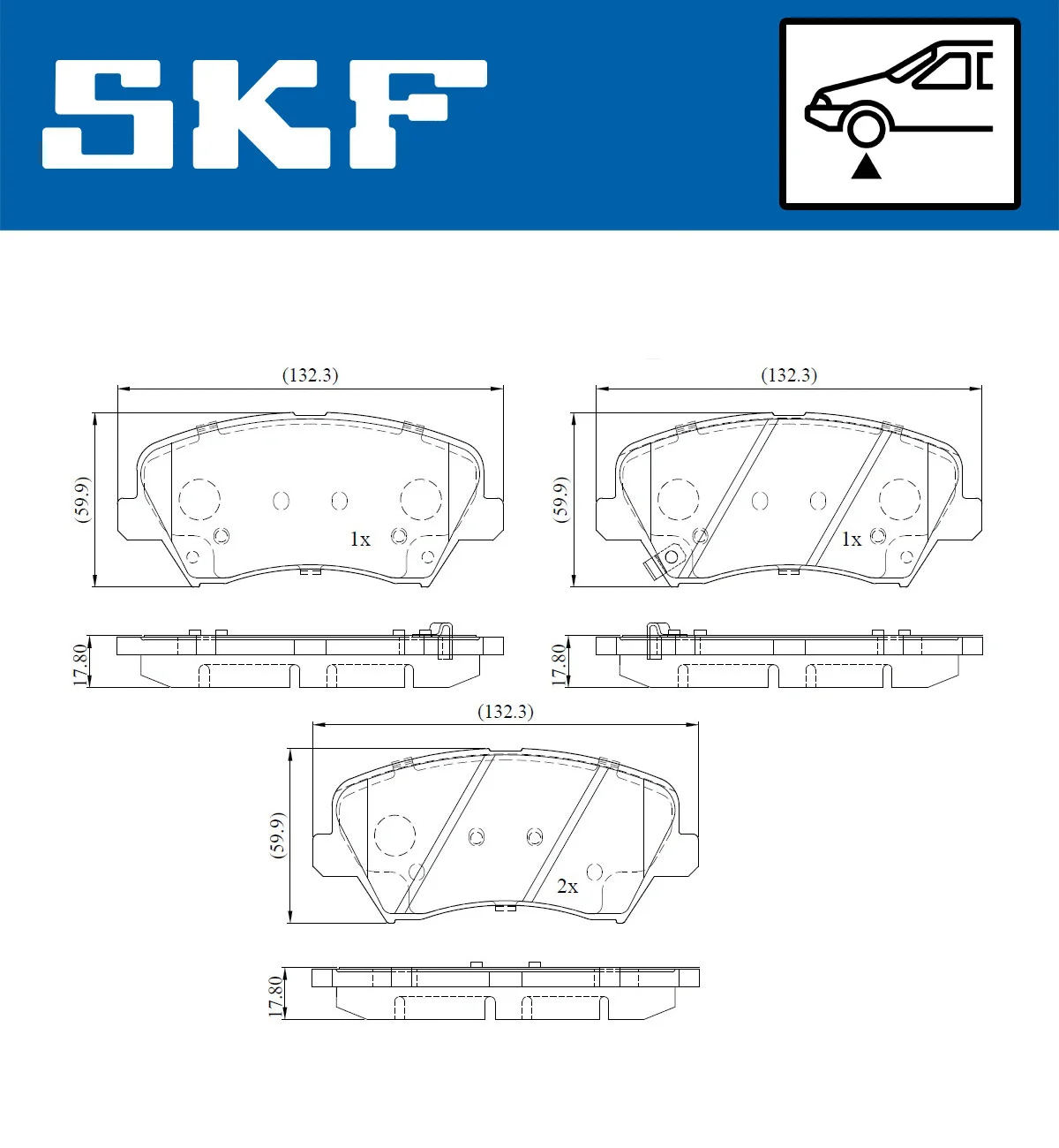 Diskinių stabdžių trinkelių rinkinys SKF VKBP 80161 A