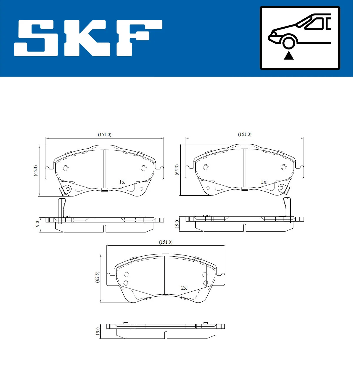 Diskinių stabdžių trinkelių rinkinys SKF VKBP 80167 A