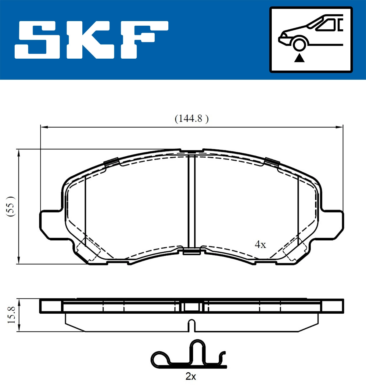 Diskinių stabdžių trinkelių rinkinys SKF VKBP 80169 A