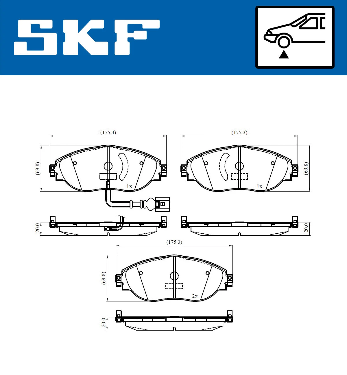 Diskinių stabdžių trinkelių rinkinys SKF VKBP 80179 E