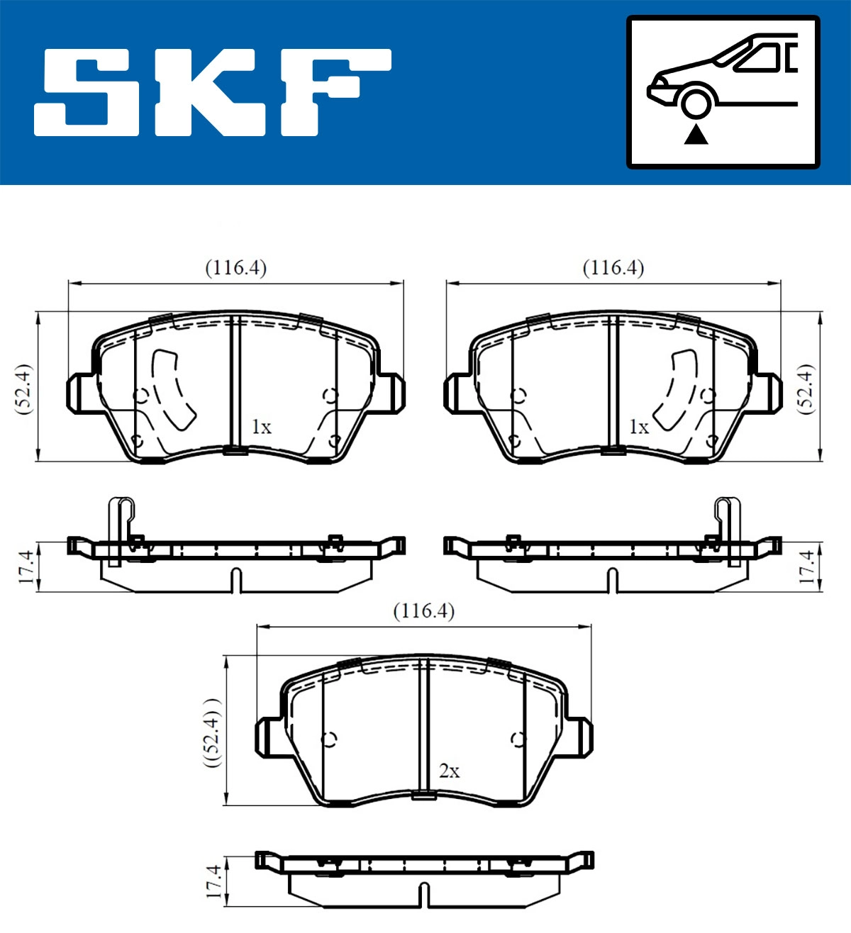 Diskinių stabdžių trinkelių rinkinys SKF VKBP 80182 A