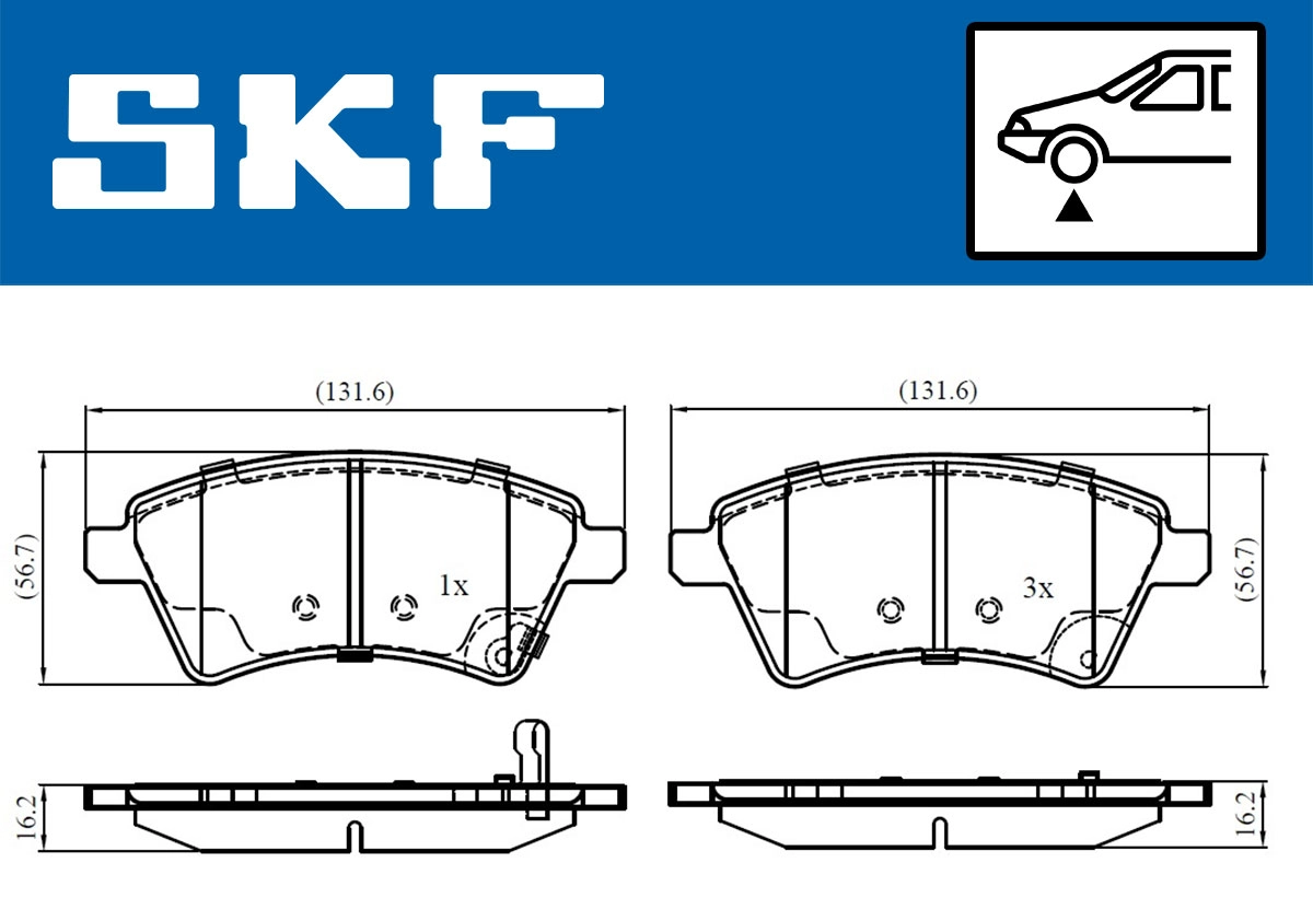 Diskinių stabdžių trinkelių rinkinys SKF VKBP 80185 A