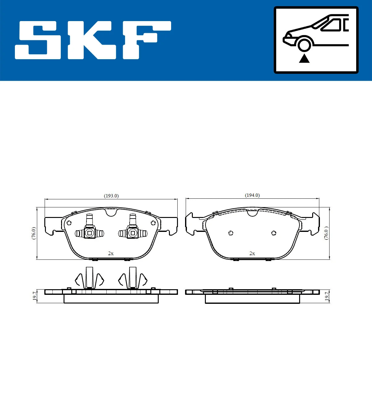 Diskinių stabdžių trinkelių rinkinys SKF VKBP 80188