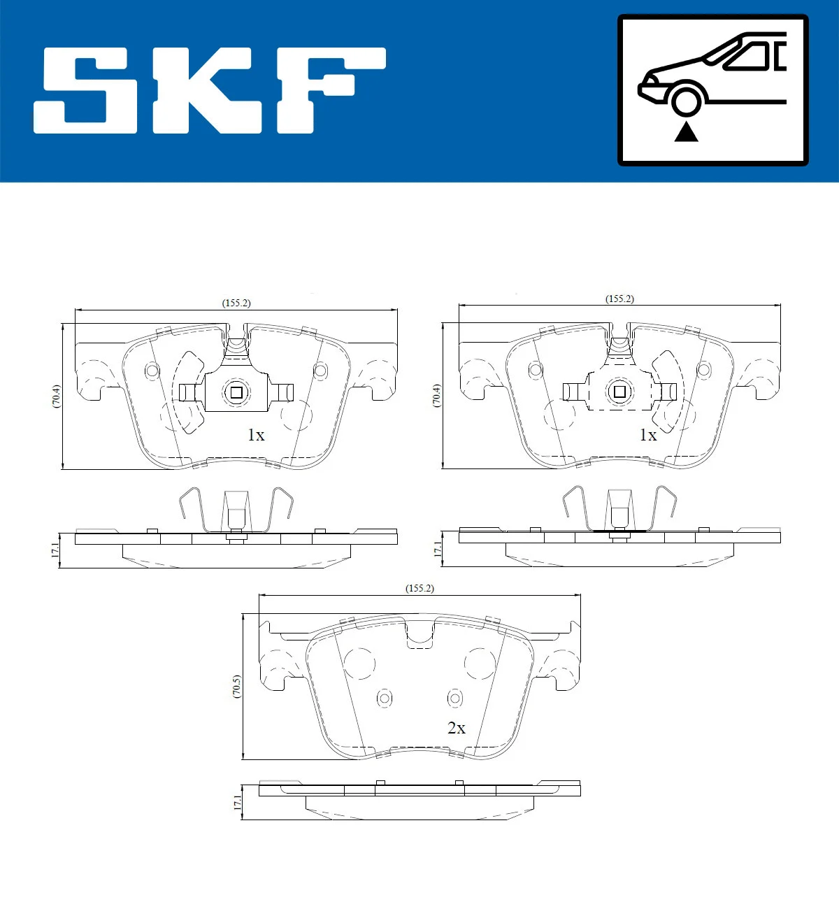 Diskinių stabdžių trinkelių rinkinys SKF VKBP 80194