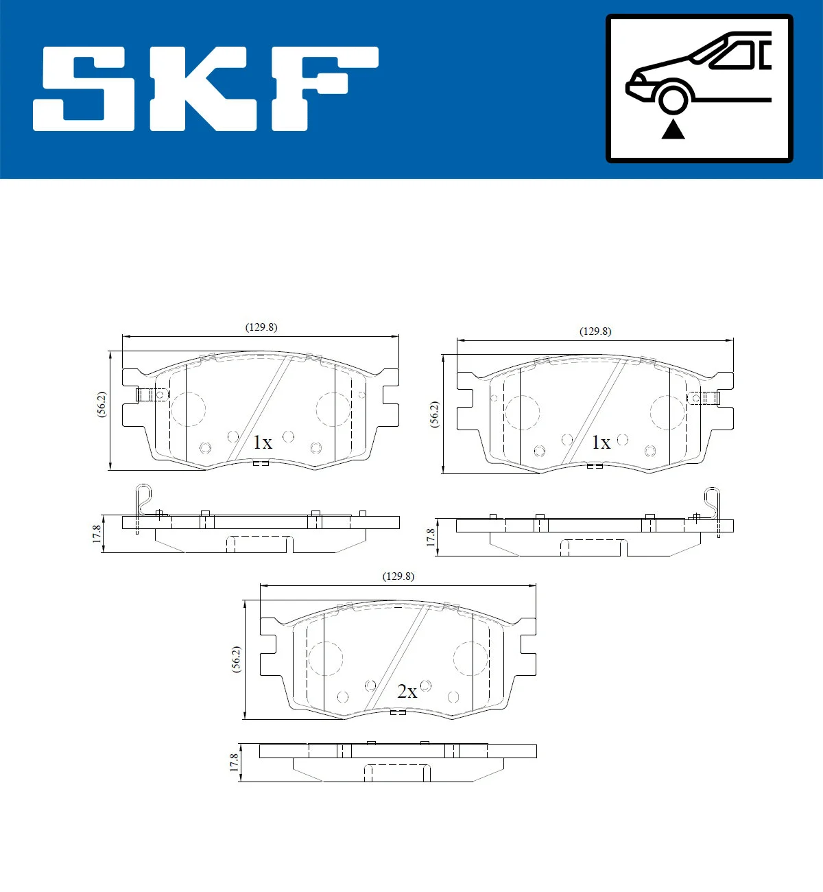 Diskinių stabdžių trinkelių rinkinys SKF VKBP 80201 A
